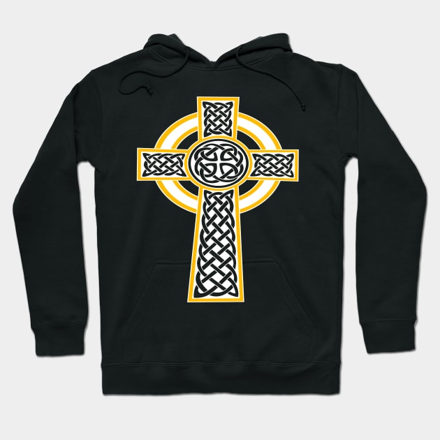 St Patrick's Day Celtic Cross White And Orange Hoodie by taiche